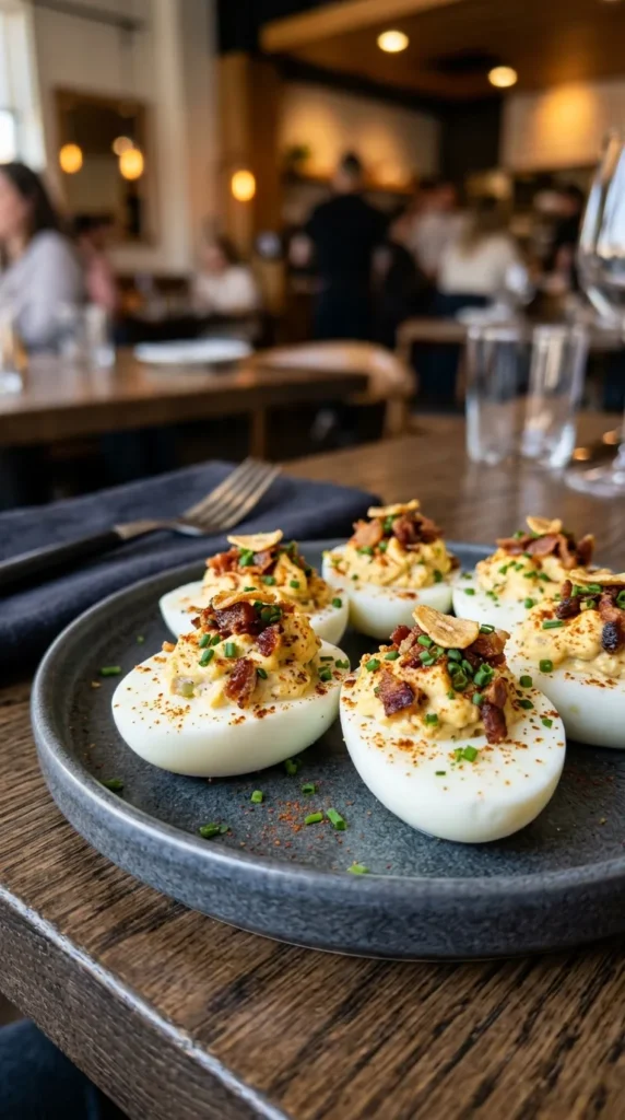 Deviled Garlic Bacon Eggs