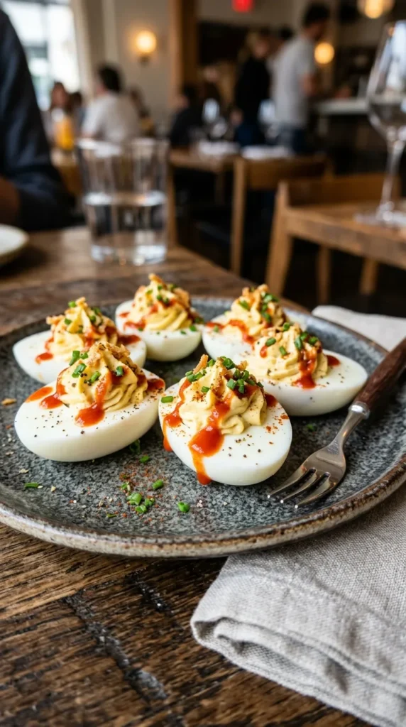 Deviled Greek Yogurt Sriracha Eggs