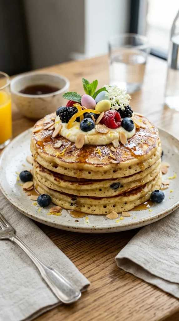 Easter Almond Lemon Ricotta Pancakes