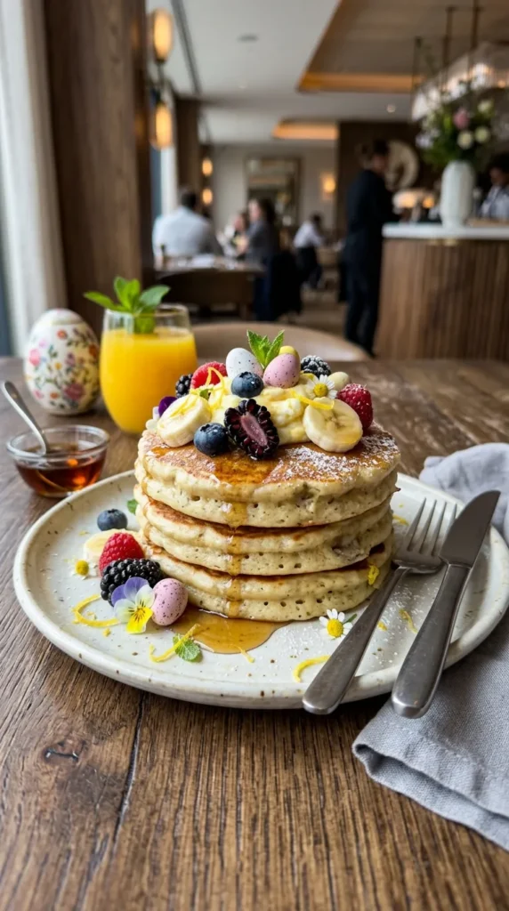 Easter Banana Lemon Ricotta Pancakes