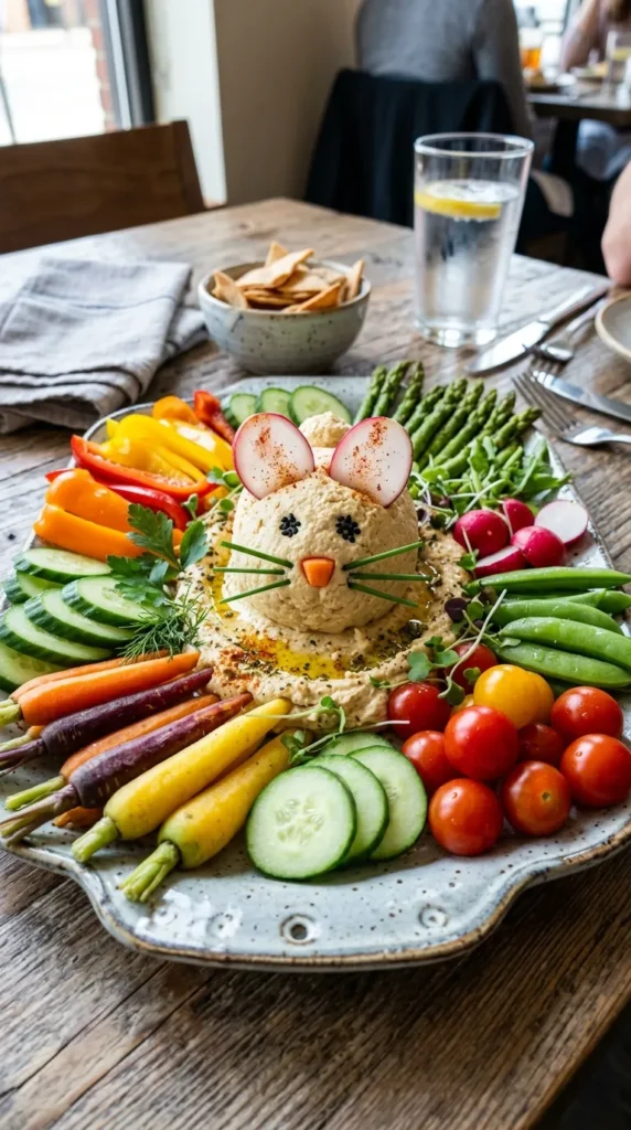 Easter Bunny Hummus Veggie Tray
