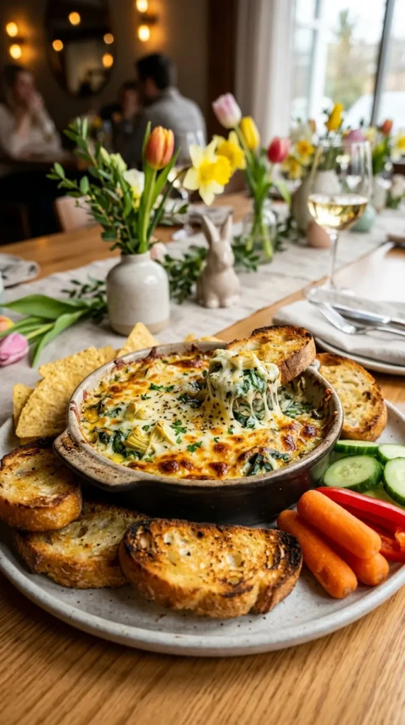 Easter Cheesy Spinach Artichoke Dip