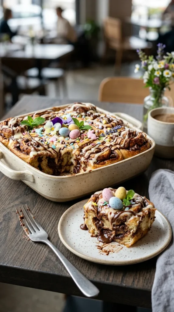 Easter Chocolate Chip Cinnamon Roll Casserole