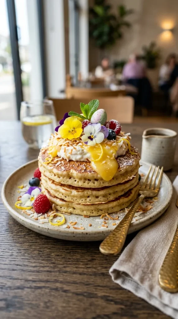 Easter Coconut Lemon Ricotta Pancakes