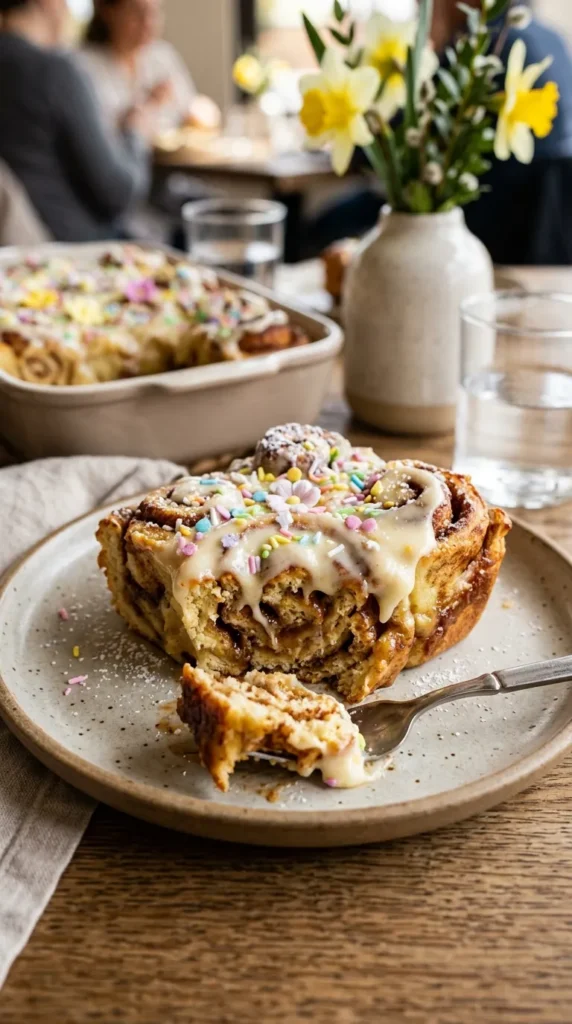 Easter Cream Cheese Cinnamon Roll Casserole