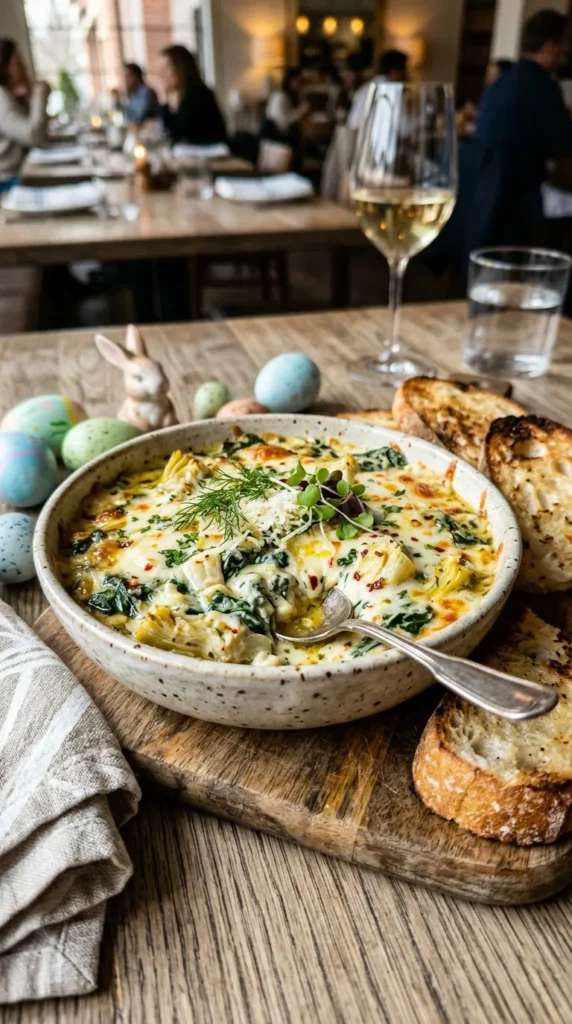 Easter Garlic Spinach Artichoke Dip