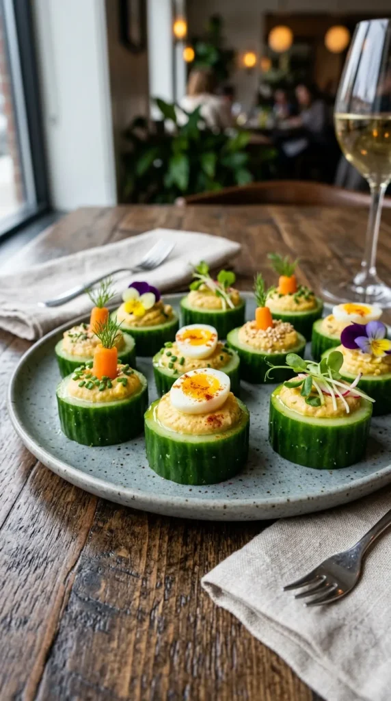 Easter Hummus Cucumber Bites