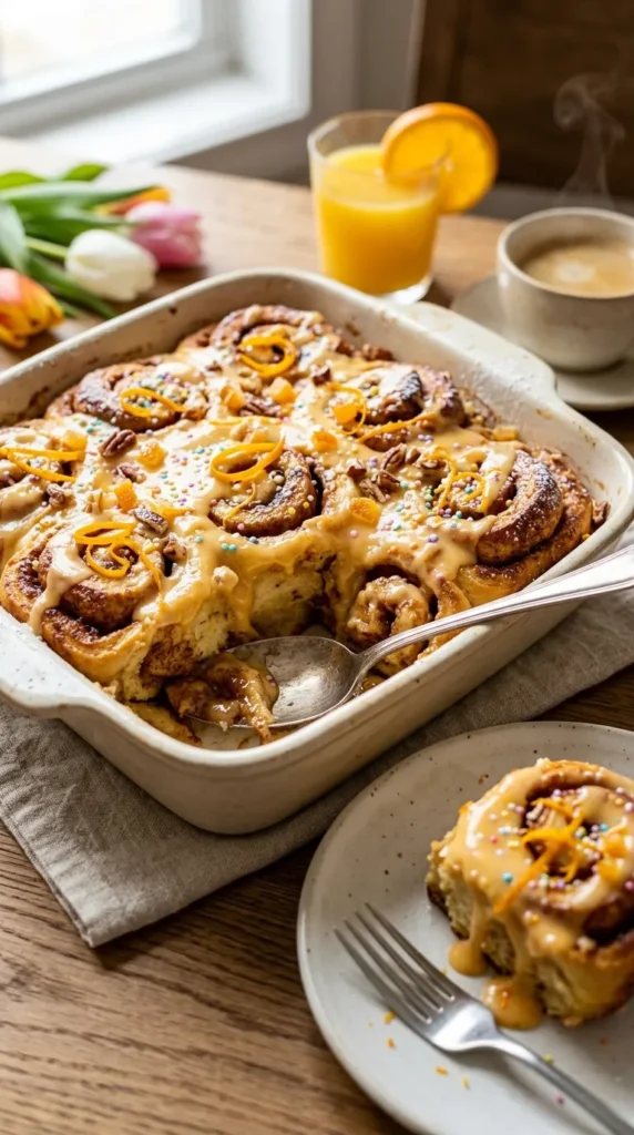 Easter Orange Cinnamon Roll Casserole