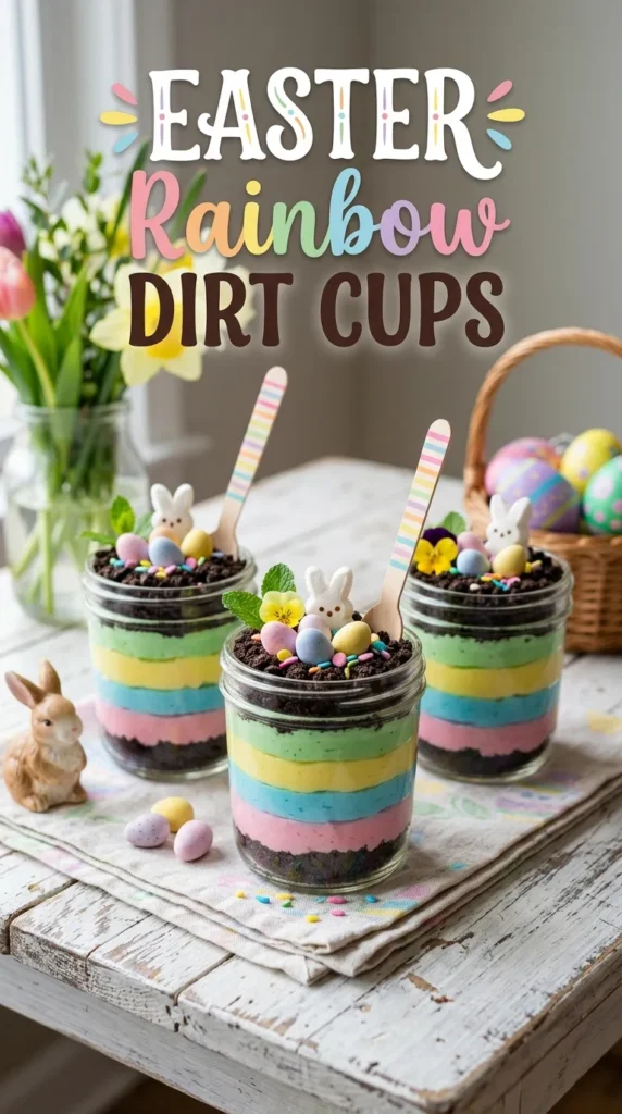 Easter Rainbow Dirt Cups