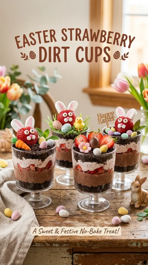 Easter Strawberry Dirt Cups