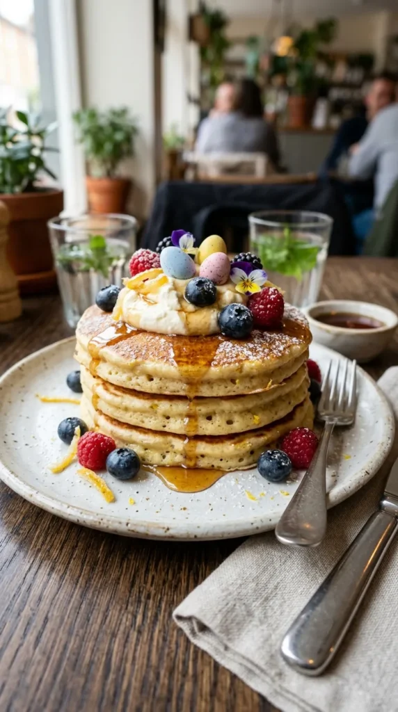 Easter Vanilla Lemon Ricotta Pancakes
