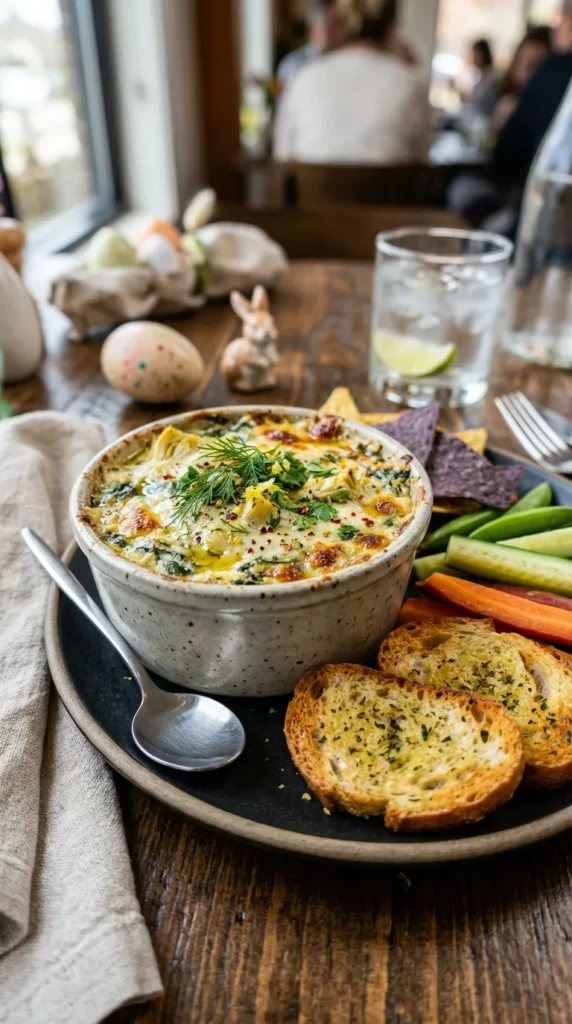Easter Vegan Spinach Artichoke Dip