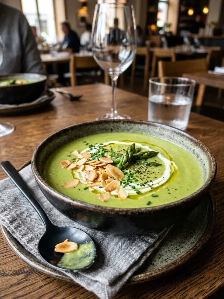 Easy Creamy Asparagus Soup Wait Toasted Almonds Easy Creamy Asparagus Soup Recipe