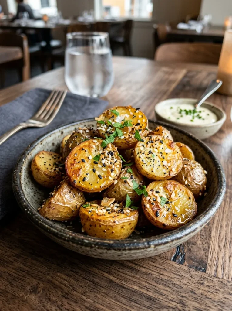 Easy Garlic Roasted Baby Potatoes Wait Everything Bagel