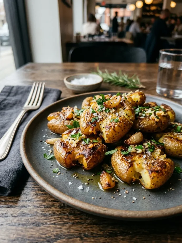 Easy Garlic Roasted Baby Potatoes Wait Smashed