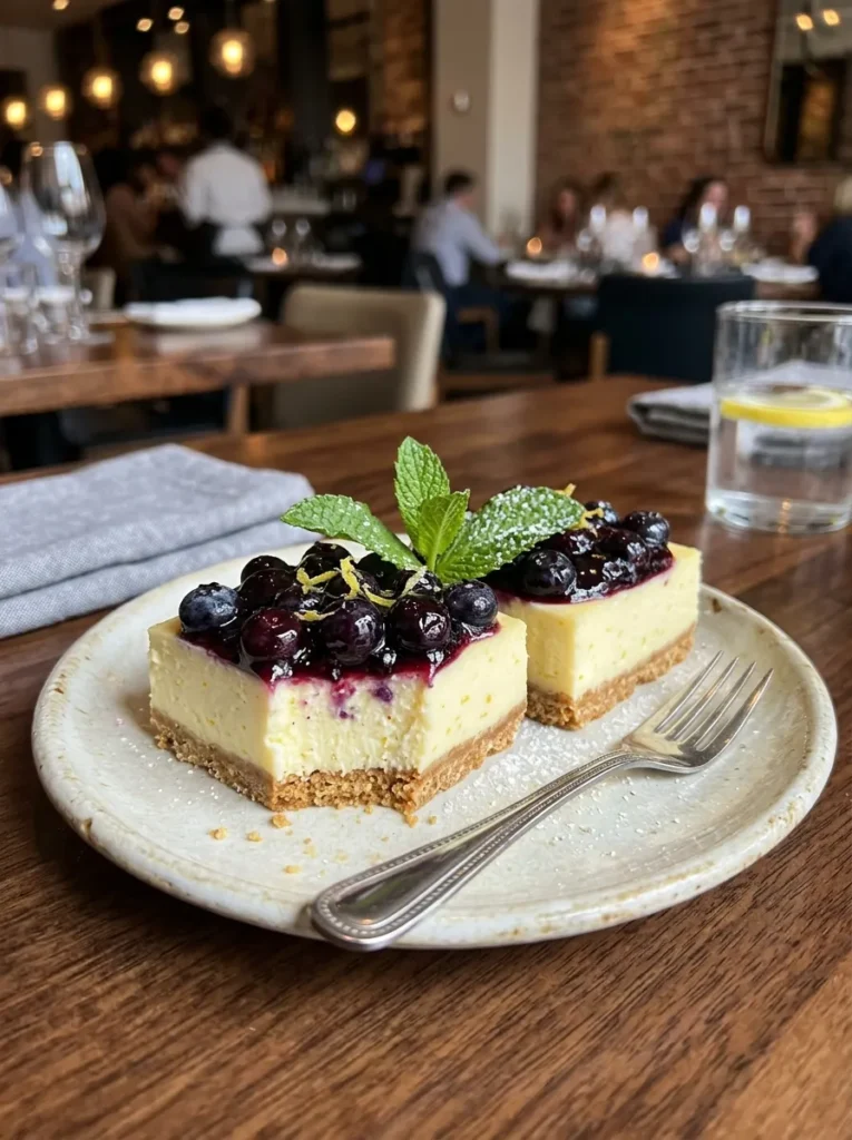 Easy No Bake Lemon Cheesecake Bars With Blueberry Burst