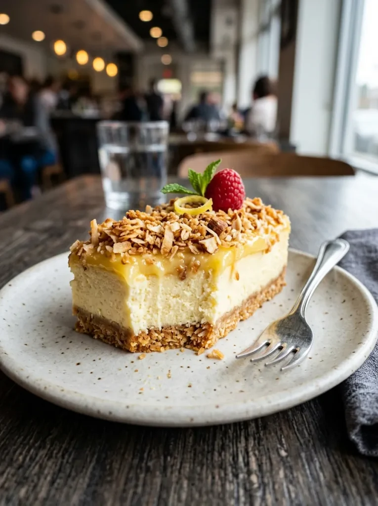 Easy No Bake Lemon Cheesecake Bars With Coconut Crunch