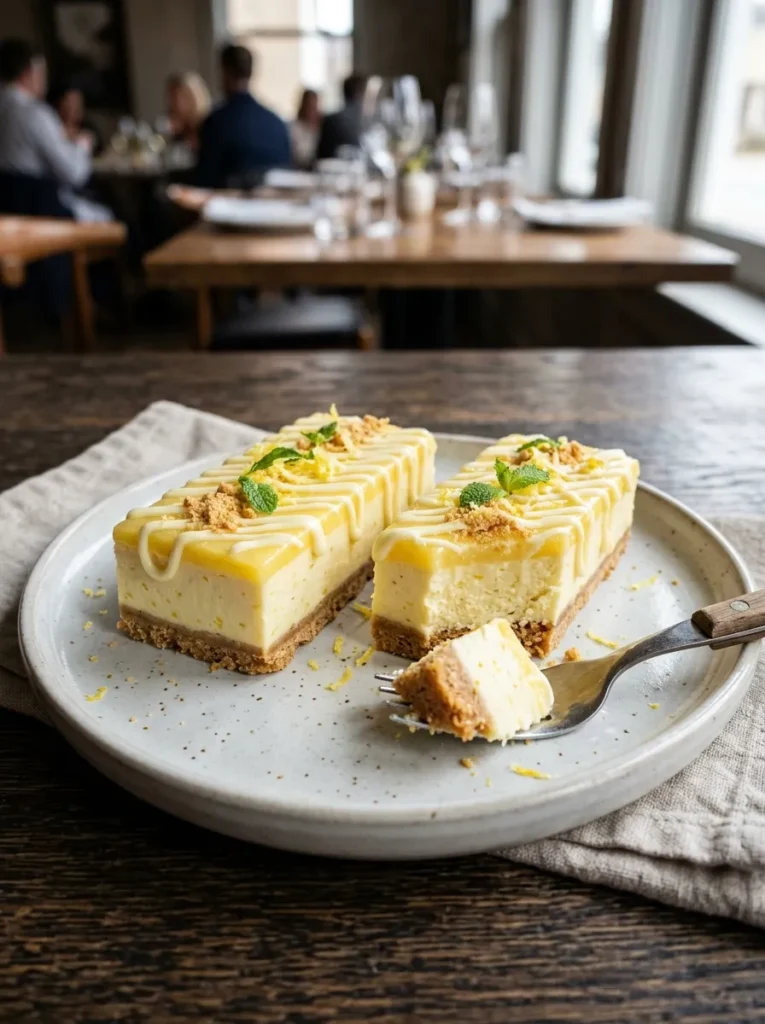 Easy No Bake Lemon Cheesecake Bars With White Chocolate Drizzle