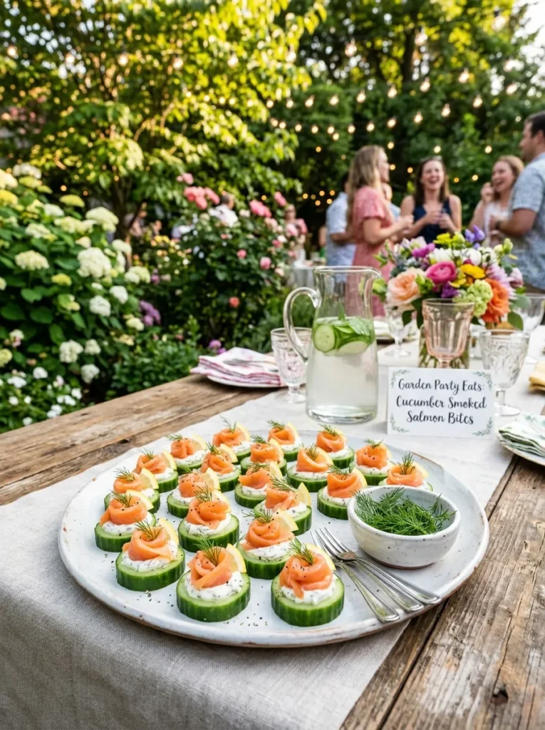 Easy Outdoor Garden Party Snacks Cucumber Smoked Salmon Bites