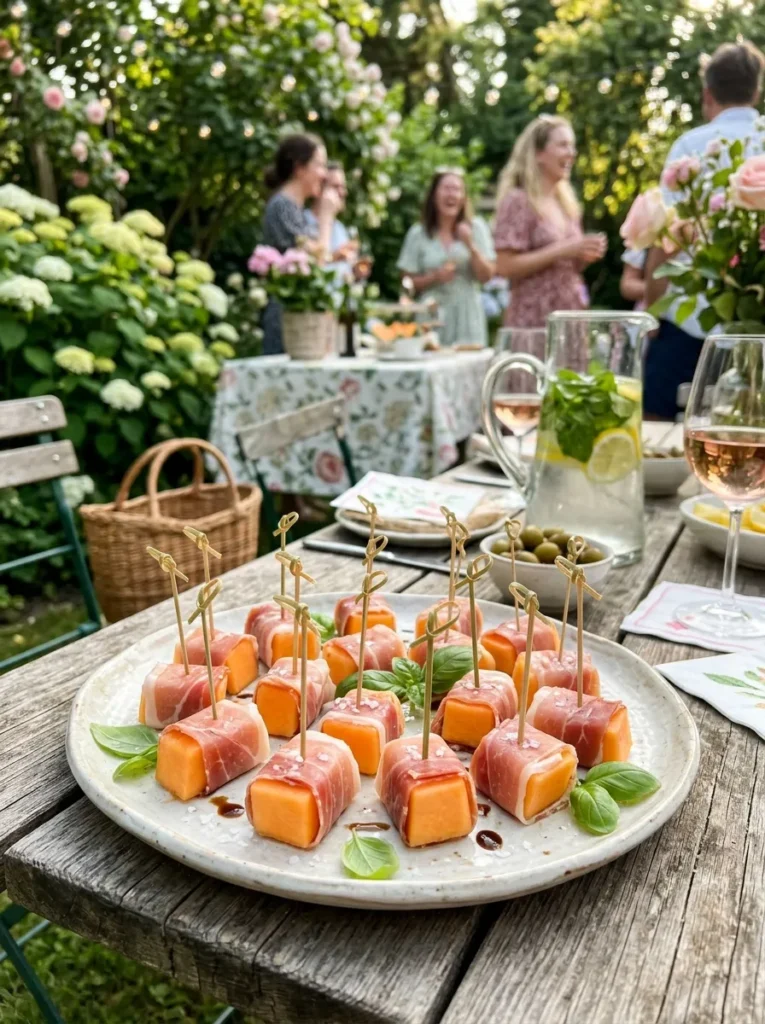 Easy Outdoor Garden Party Snacks Prosciutto Wrapped Melon Easy Outdoor Garden Party Snacks