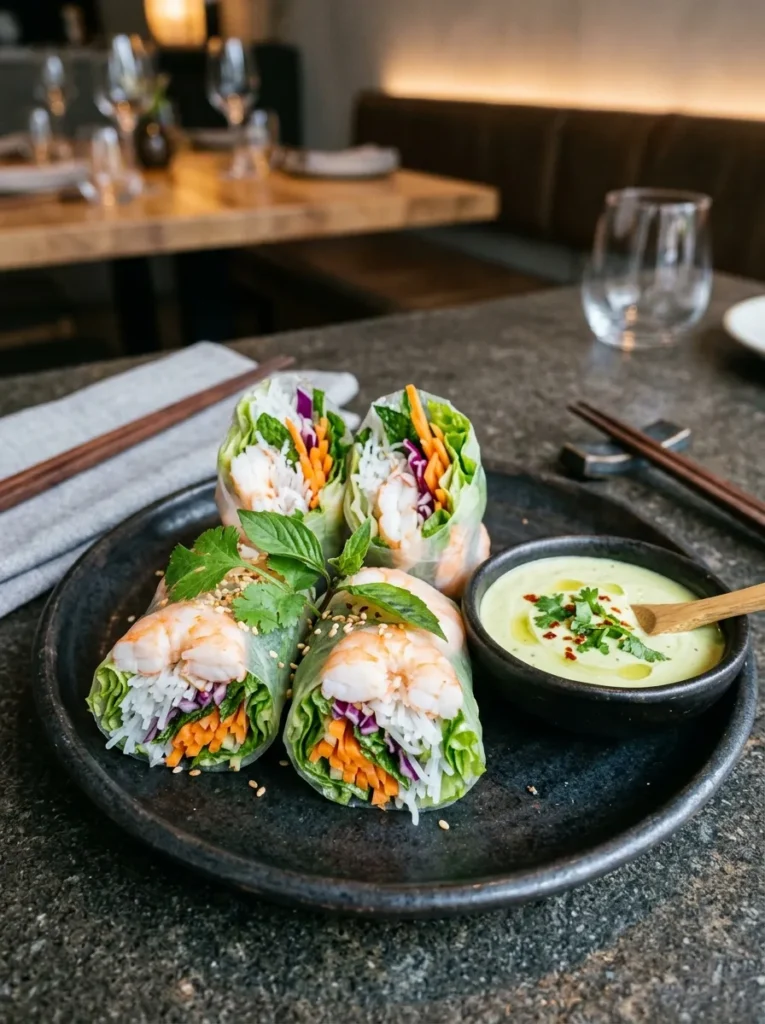 Easy Thai Inspired Shrimp Spring Rolls With Avocado Cream