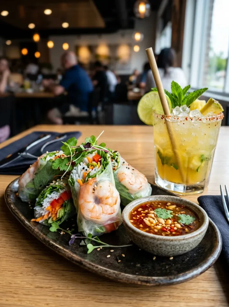 Easy Thai Inspired Shrimp Spring Rolls With Pineapple Punch