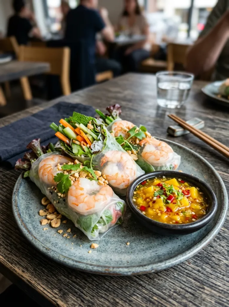 Easy Thai Inspired Shrimp Spring Rolls With Spicy Mango