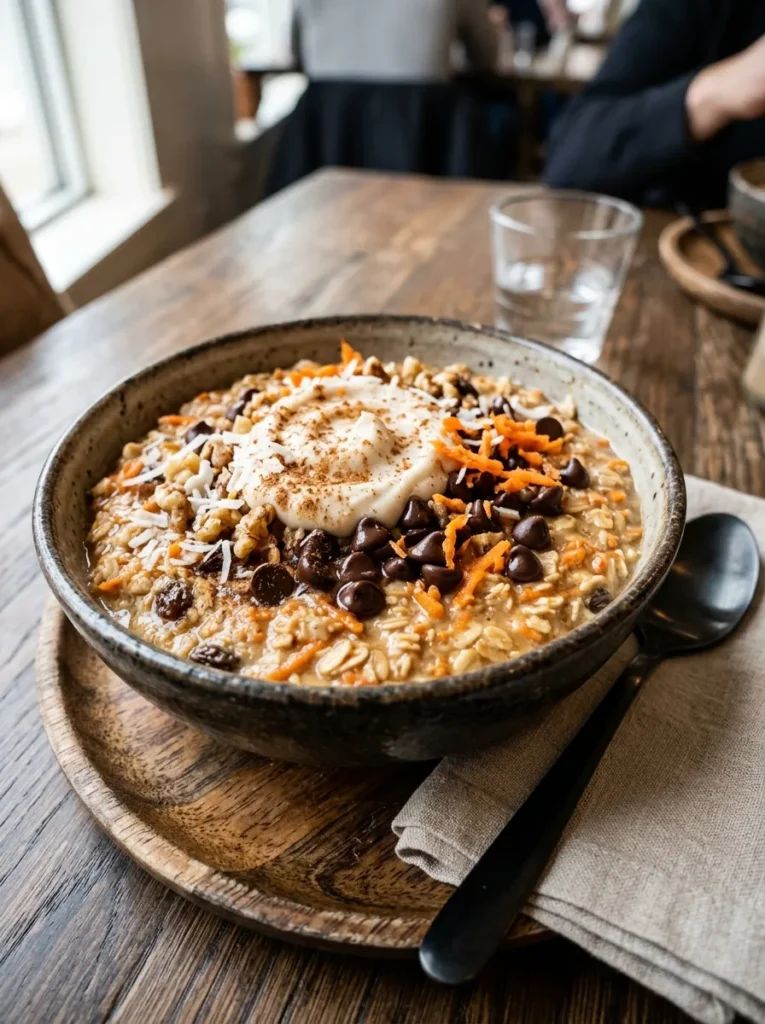 Easy Vegan Carrot Cake Oatmeal With Chocolate Chip