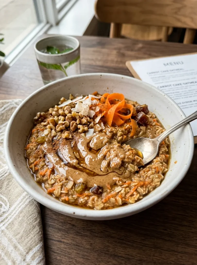 Easy Vegan Carrot Cake Oatmeal With Nut Butter Swirl