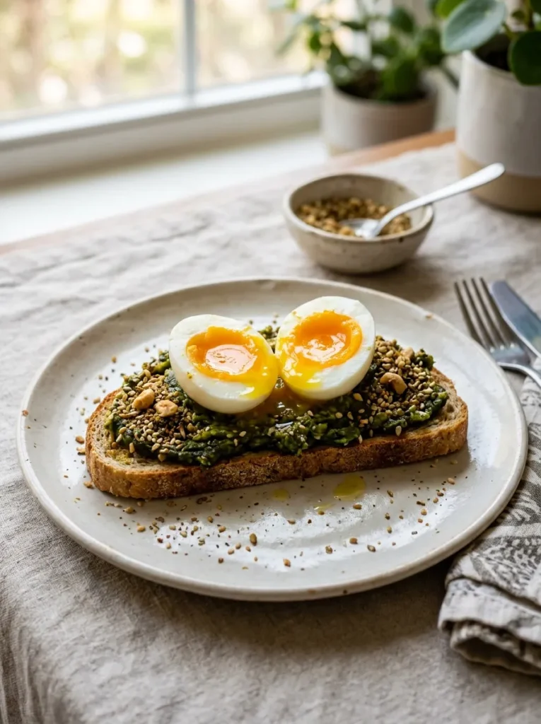 Healthy Avocado And Egg Breakfast Toast With Dukkah Spice