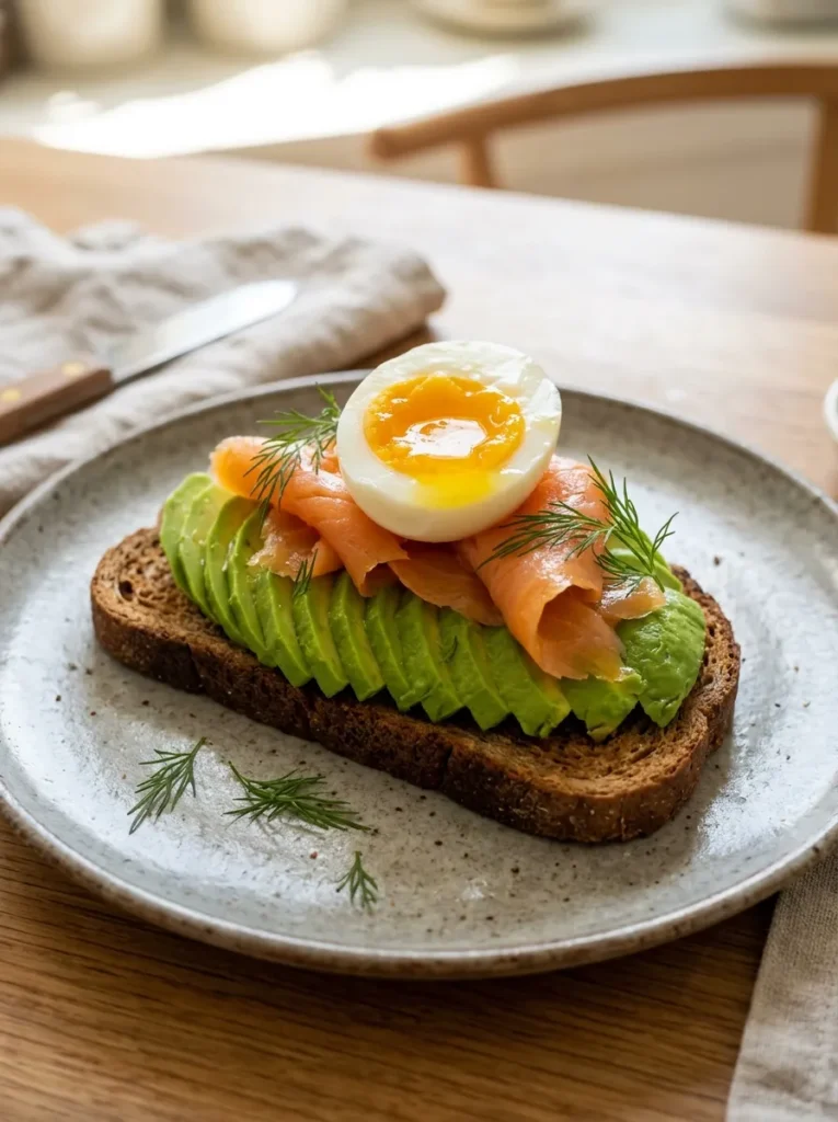 Healthy Avocado And Egg Breakfast Toast With Smoked Salmon Healthy Avocado And Egg Breakfast Toast