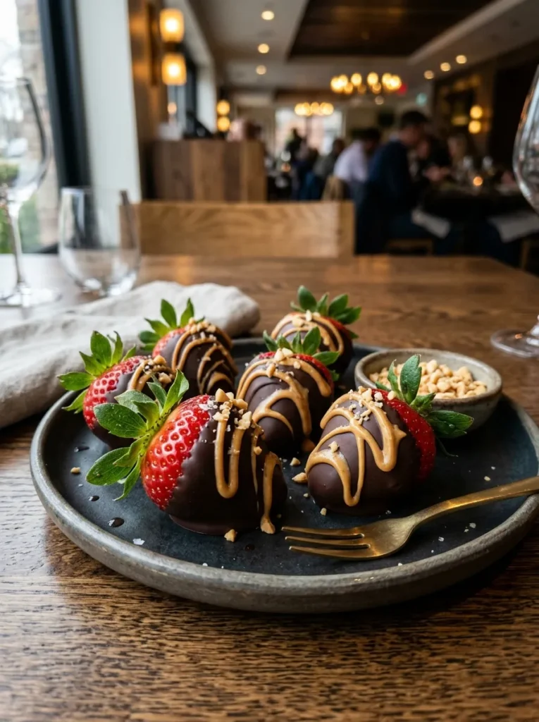 Healthy Dark Chocolate Dipped Strawberries With Pb Swirl