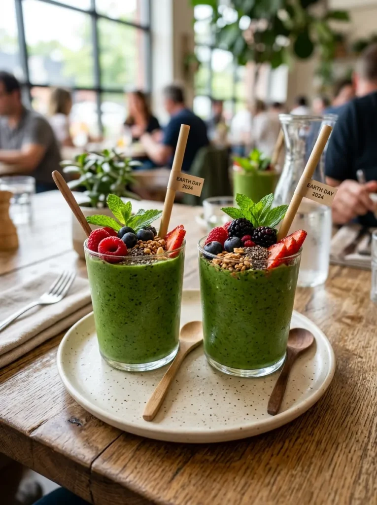 Healthy Earth Day Green Smoothies With Berry Mint
