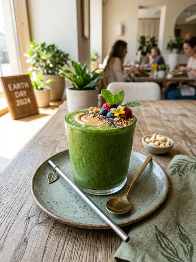 Healthy Earth Day Green Smoothies With Creamy Cashew