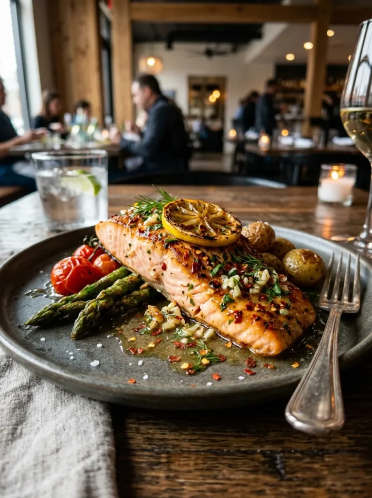 Healthy Lemon Garlic Butter Salmon Wait Chili Flakes