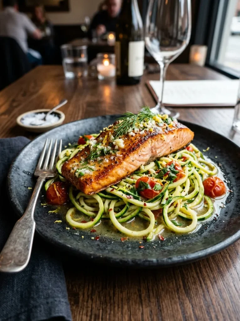 Healthy Lemon Garlic Butter Salmon Wait Zucchini Noodles