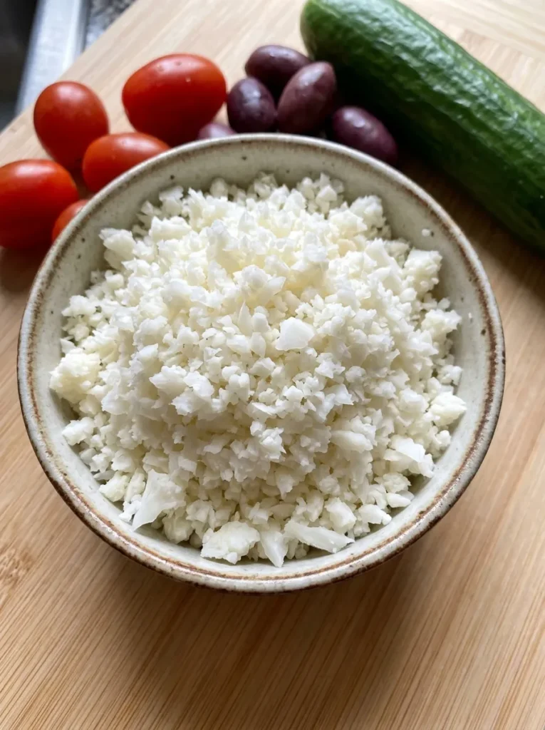 Healthy No Cook Spring Lunch With Greek Cauliflower Orzo Salad