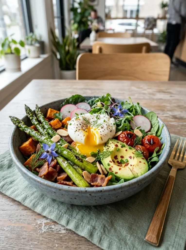 Healthy Paleo Spring Harvest Bowl With Egg Breakfast Style