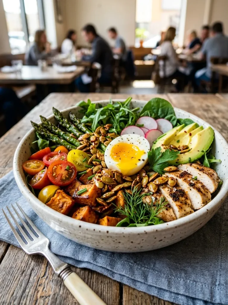 Healthy Paleo Spring Harvest Bowl With Spicy Maple Pepitas