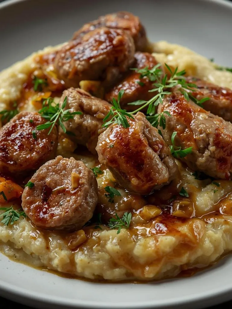 Horseradish Mash With Beef Bangers Bangers And Mash