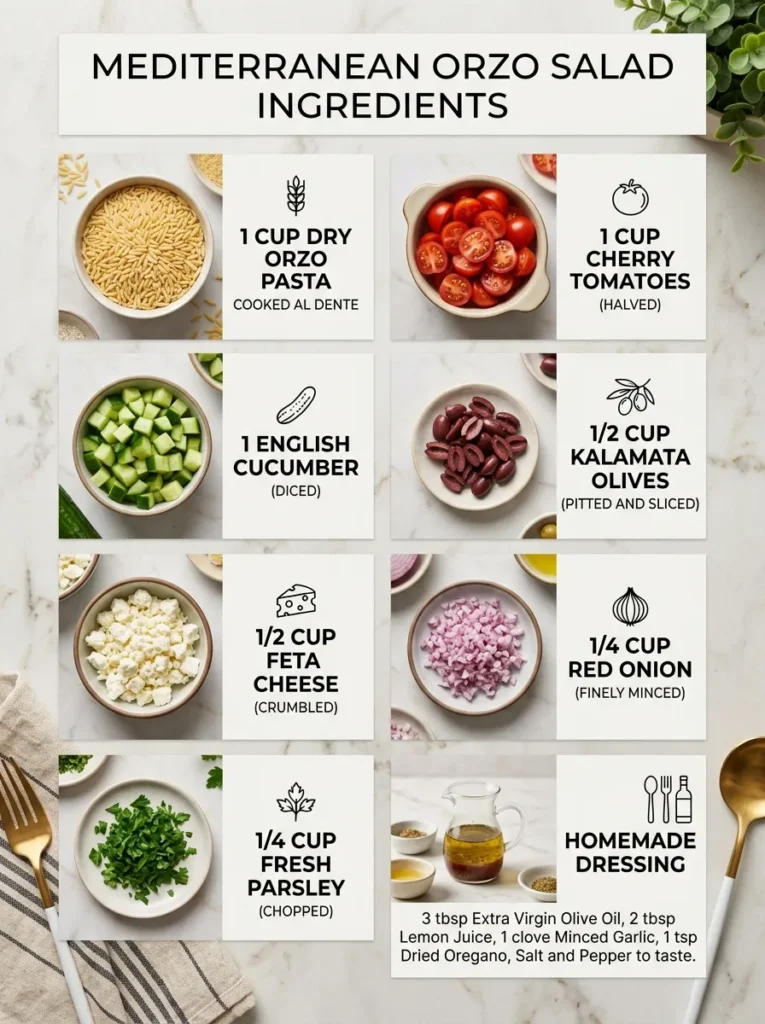 Ingredients Best Authentic Mediterranean Orzo Salad