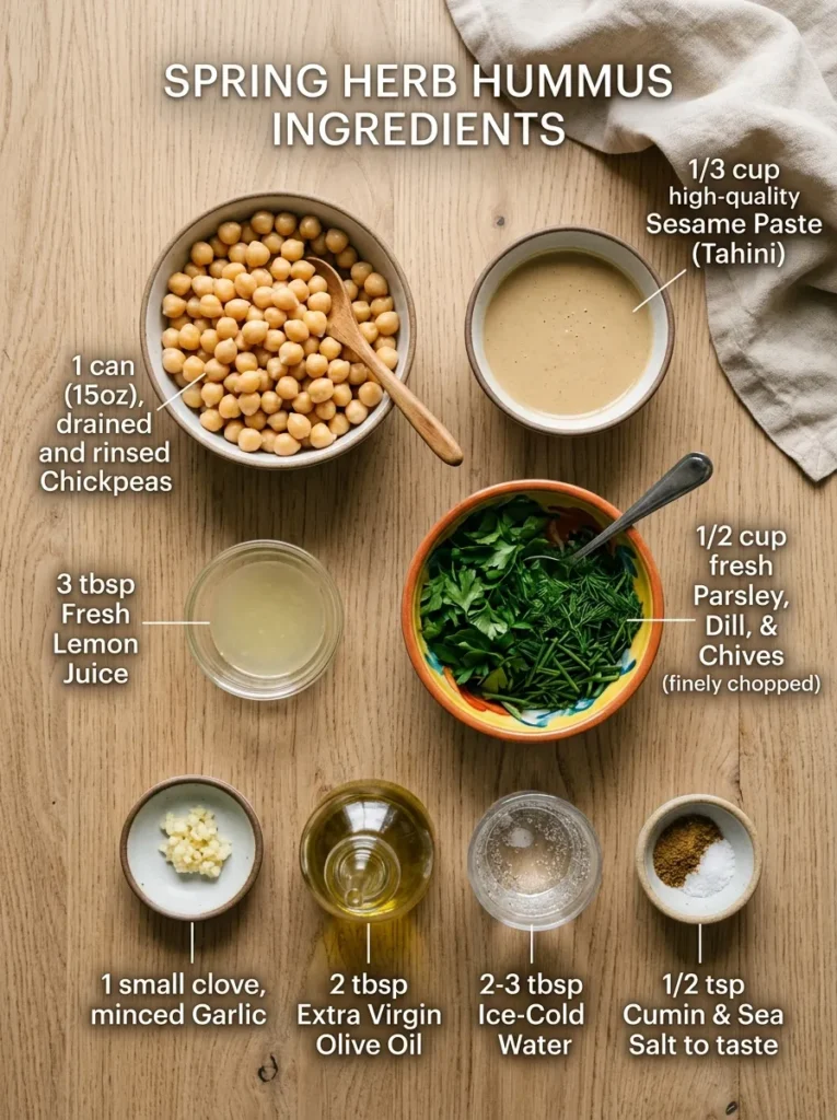 Ingredients Best Homemade Hummus With Spring Herbs
