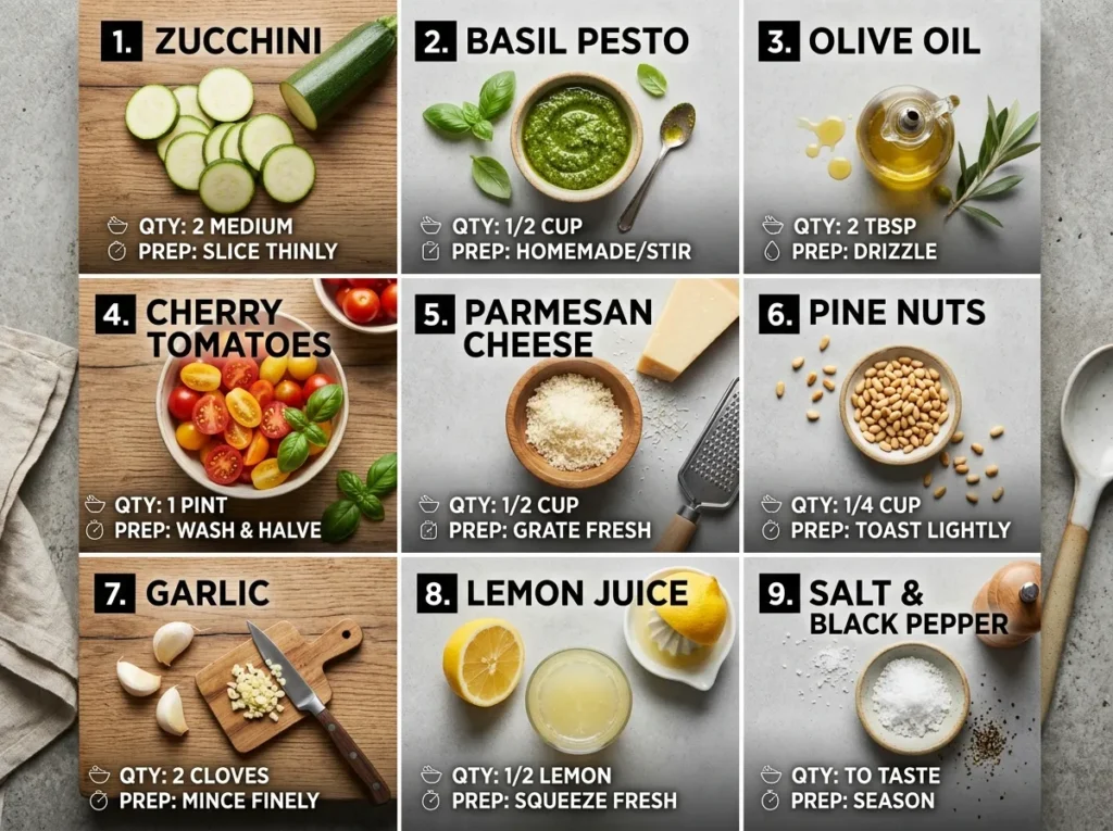 Ingredients Best Low Carb Zucchini Noodle Pesto 2
