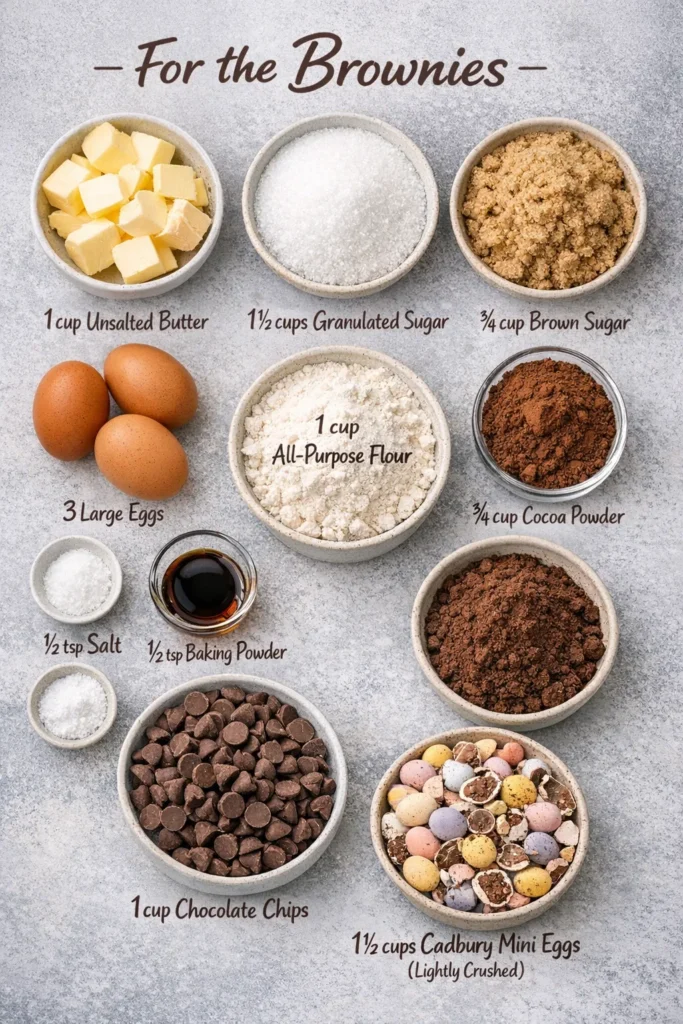 Ingredients Easter Mini Egg Brownies