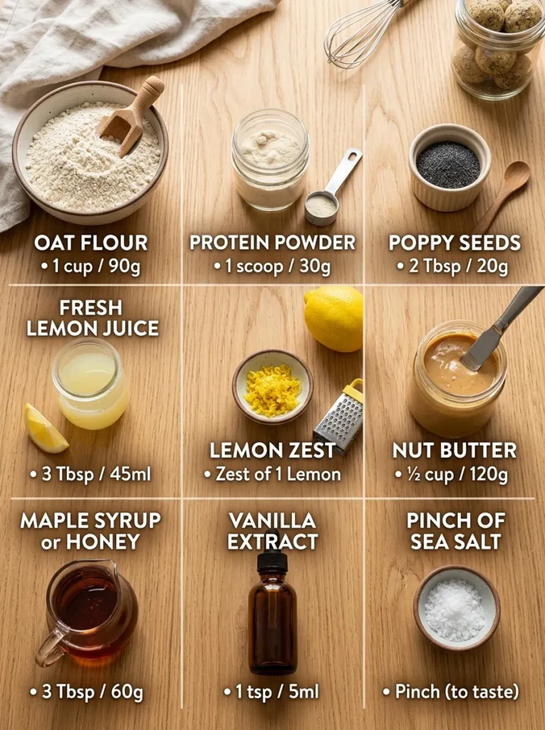 Ingredients Easy Lemon Poppy Seed Protein Bites