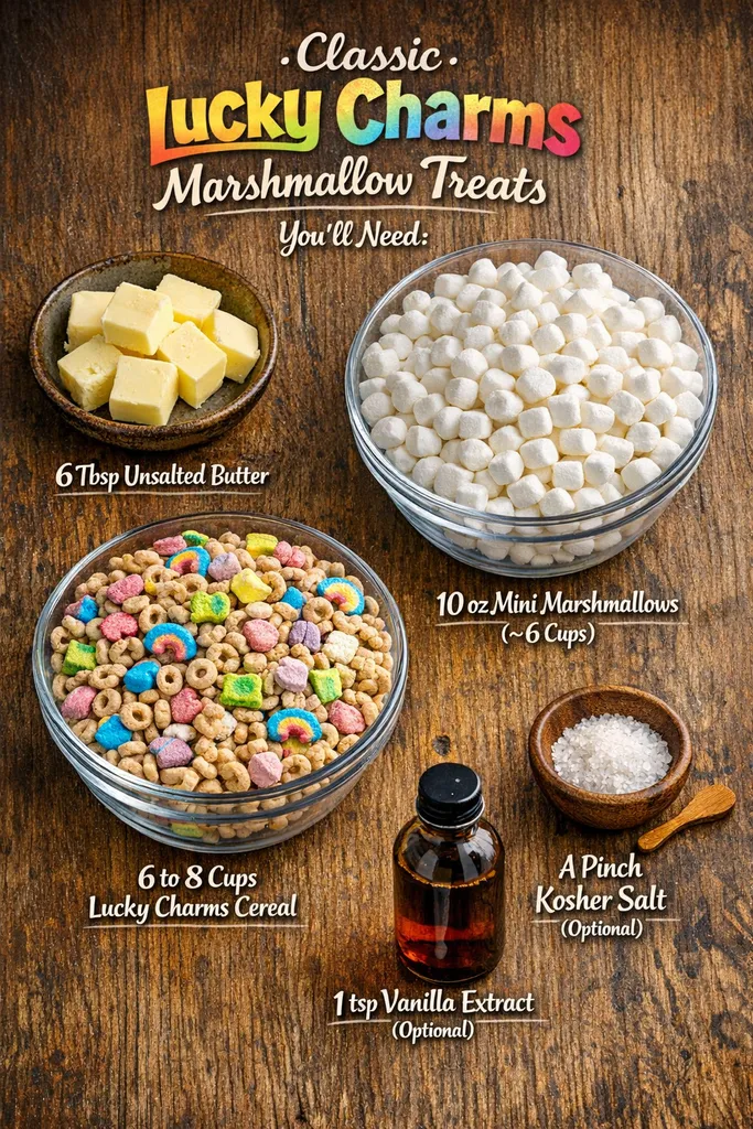 Ingredients For Classic Lucky Charms Marshmallow Treats