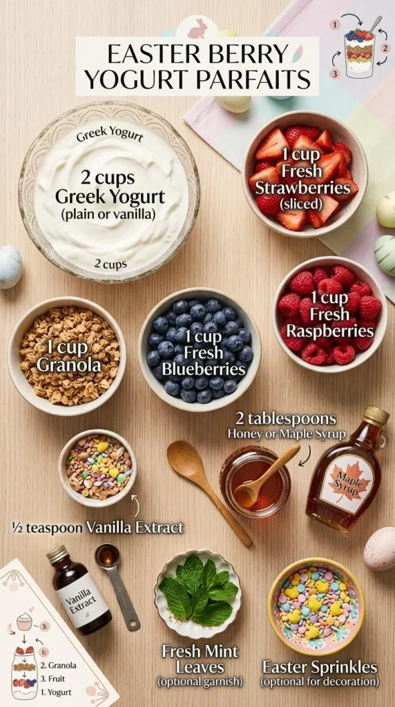 Ingredients For Easter Berry Yogurt Parfaits Easter Berry Yogurt Parfaits