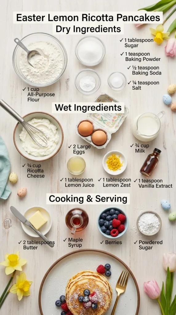 Ingredients For Easter Lemon Ricotta Pancakes Easter Lemon Ricotta Pancakes