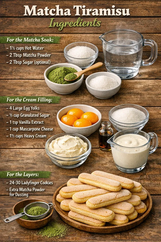 Ingredients For Matcha Tiramisu Preparation