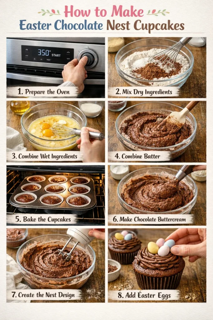 Instructions How To Make Easter Chocolate Nest Cupcakes